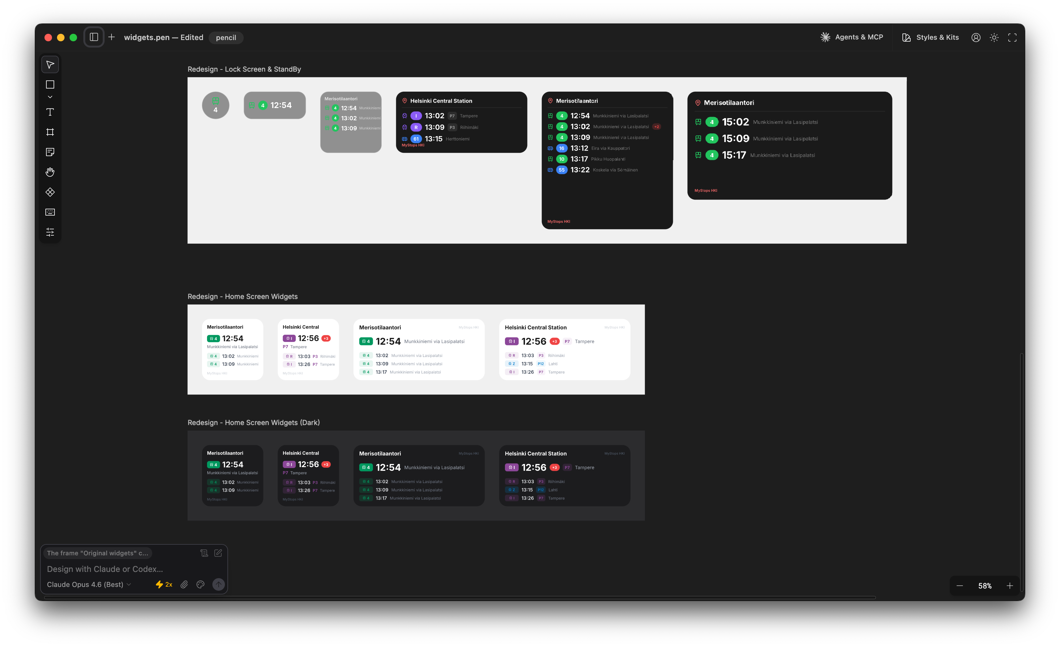 Transport widgets